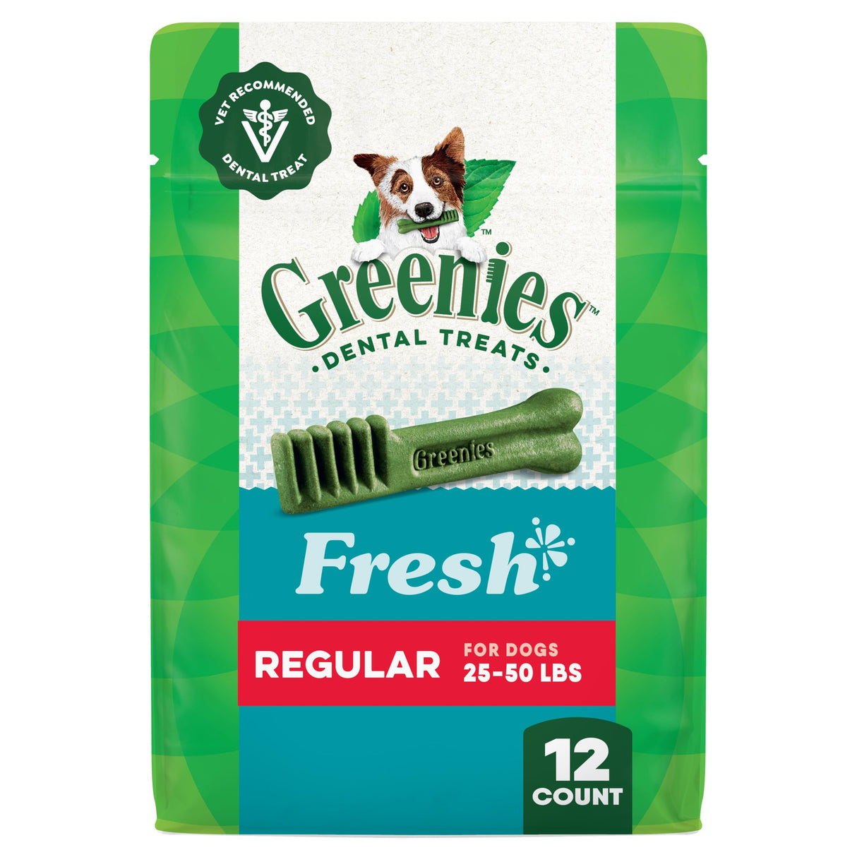 Greenies Veterinarian-Recommended Natural Dental Dog Treats Regular Size, Fresh Flavor, 12 oz. Pack, 12 Count