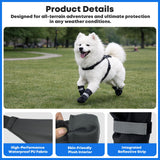 Winter Dog Boots with Leg Protection, Non-Slip Sole for Small & Medium Dogs - Waterproof Adjustable Straps, Paw Protector for Outdoor Walking & Hiking (L)