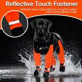 Dog Suspender Boots, Large Dog Rain Boots, Waterproof Doggy Winter Boot Snow Pants, Paw Protectors Legging Shoes with Suspenders, Anti-Slip Rain Boot (Small, Oranged)