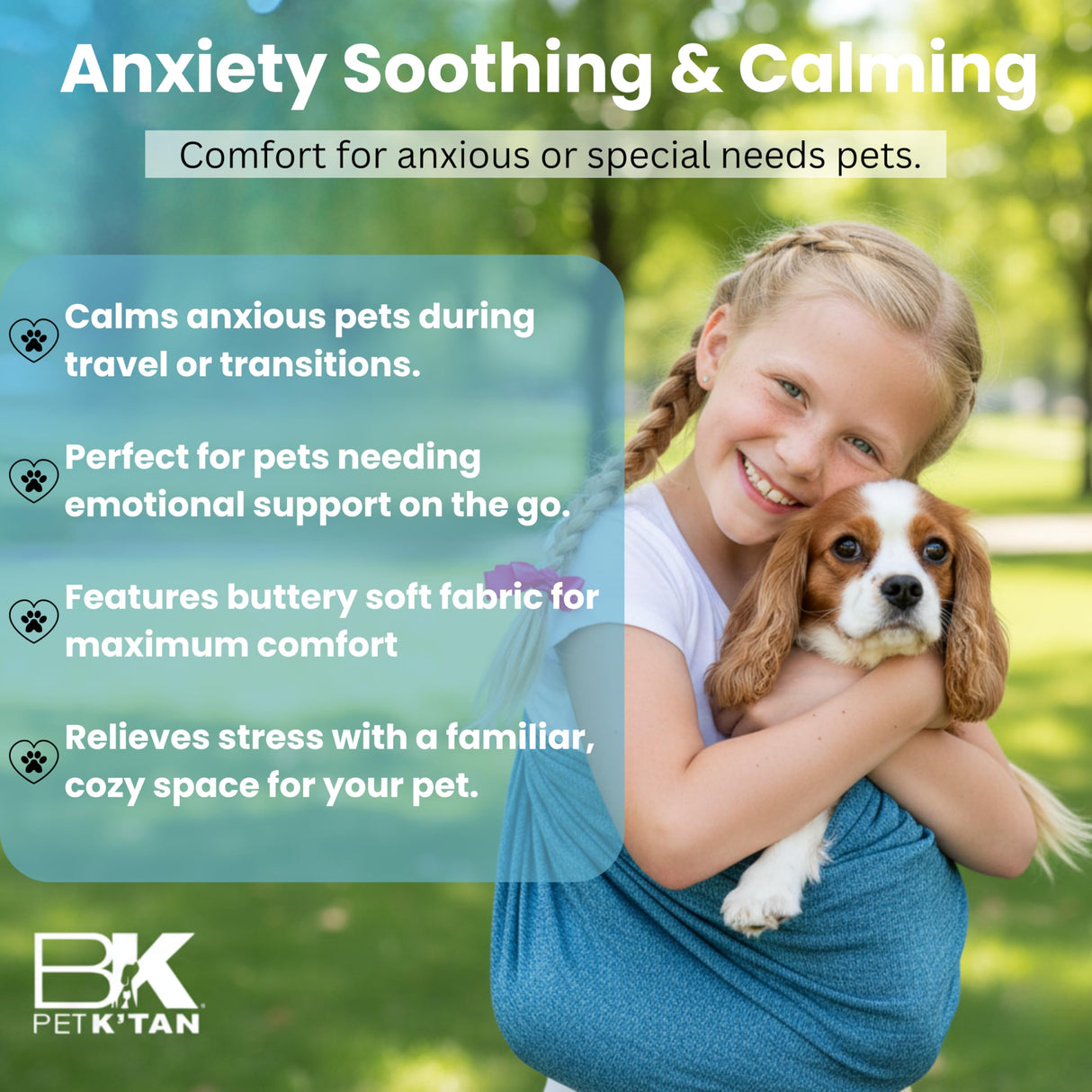 Pet K’tan Anti Anxiety Wearable Cat & Dog Carrier – Hands-Free Front Facing Adjustable Pet Cuddler Sling for Small to Medium Pets & Puppies up to 20 lbs | Pawquamarine | X-Small