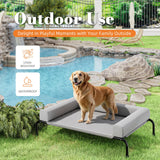 Simple Trending Elevated Dog Bed for Large Dogs, Cooling Raised Dog Cot with Bolsters, Breathable Pet Bed for Outdoor, 47.75" x 31", Grey