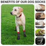 BINGPET Anti-Slip Dog Socks for Hardwood Floors,Injury Prevent Licking Dog Booties,Traction Control Paw Protector Dog Shoes for Hot Pavement with Reflective Straps for Small Medium Large Dogs