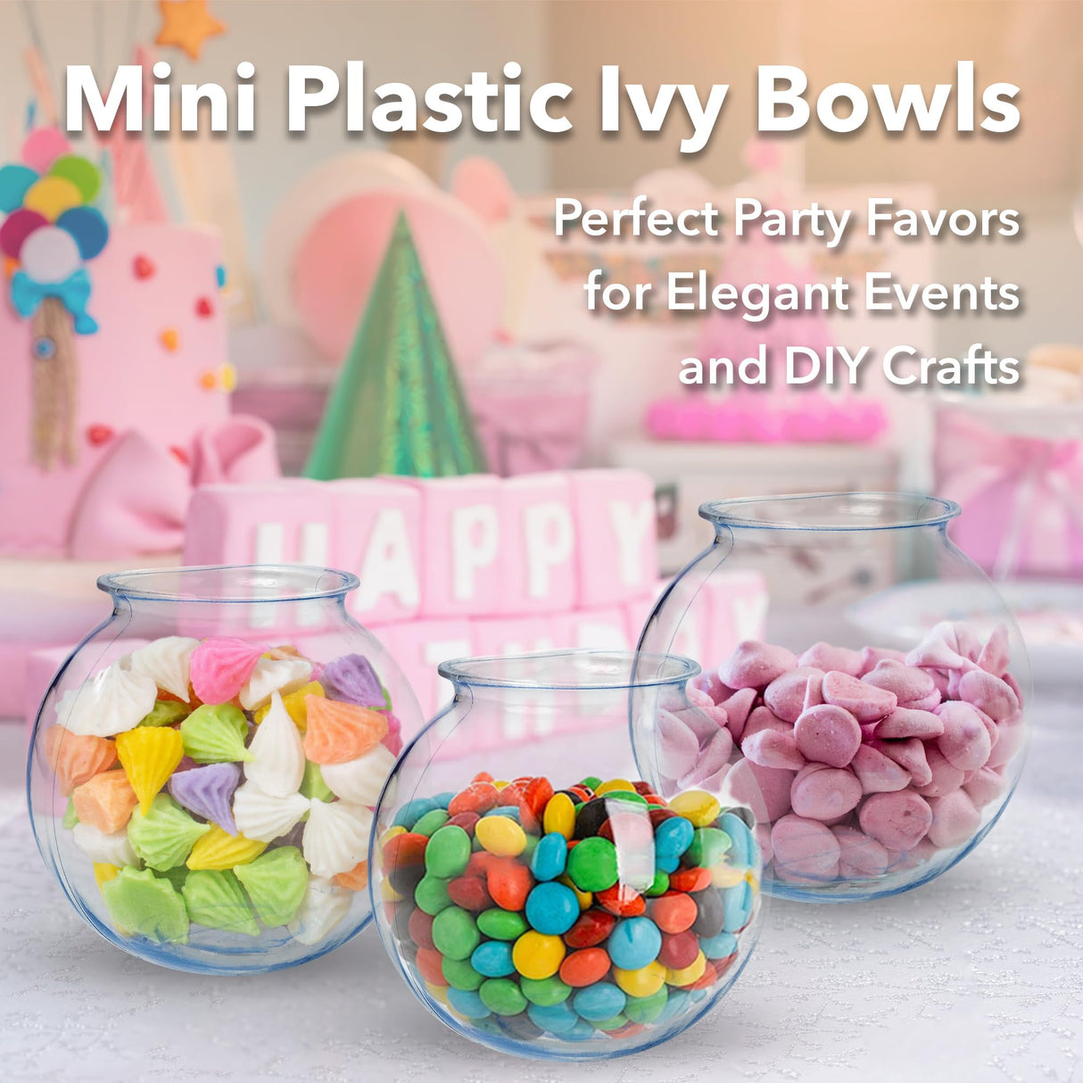 Sterline Fish Bowls For Drinks - 6 Pack - 16 Oz - BPA-Free Small Plastic Ivy Bowls For Crafts, Mini Fish Bowls Unbreakable, Candy Dishes for Party Centerpieces, Carnival Fishing, Home Decor…