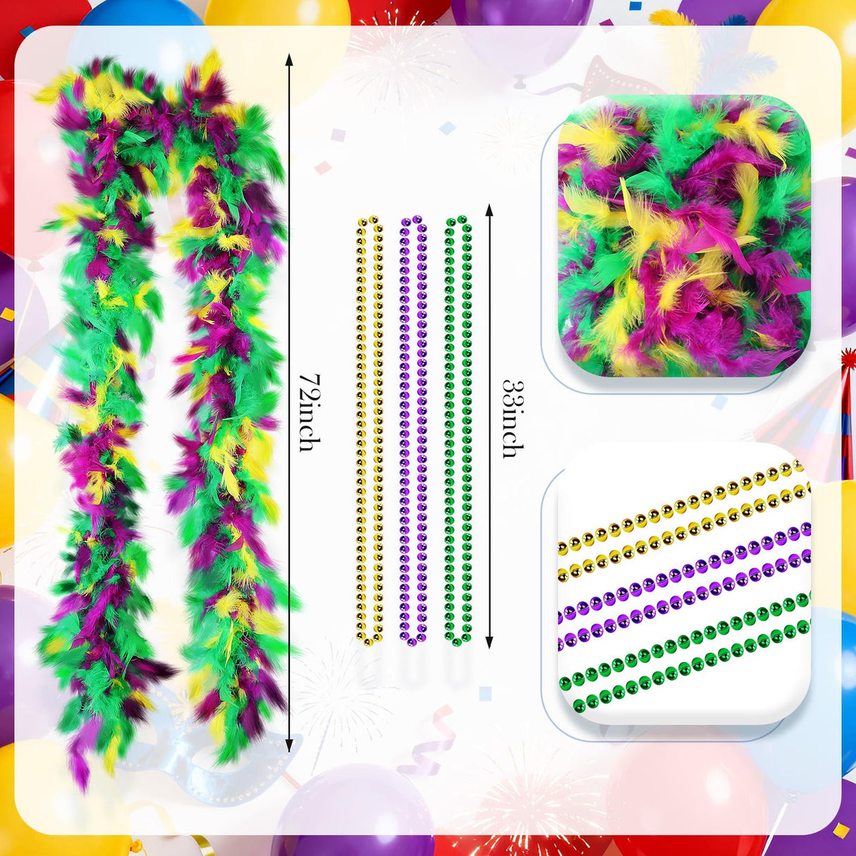 LEIFIDE 5 Pcs Mardi Gras Dog Costume Mardi Gras Pet Mask with Collar Carnival Masquerade Pet Accessories Set Golden Green Purple Puppy Dress up Feather Boa for Medium Large Dogs Outfit Decor