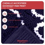 My Doggy Place Microfiber Dog Mat for Muddy Paws, 36" x 26" Navy Blue With Paw Print - Absorbent, Quick-Drying, Washer and Dryer Safe - Non-Slip Rubber Backed Pet Cleaning Mat, Large