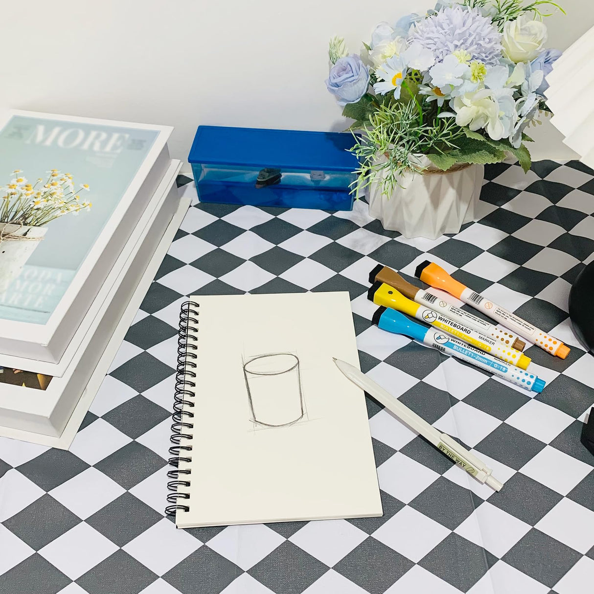 DSTELIN Blank Spiral Notebook, 2-Pack, Soft Cover, Sketch book, 100 Pages / 50 Sheets, 7.5 inch x 5.1 inch, 100GSM, (Black)