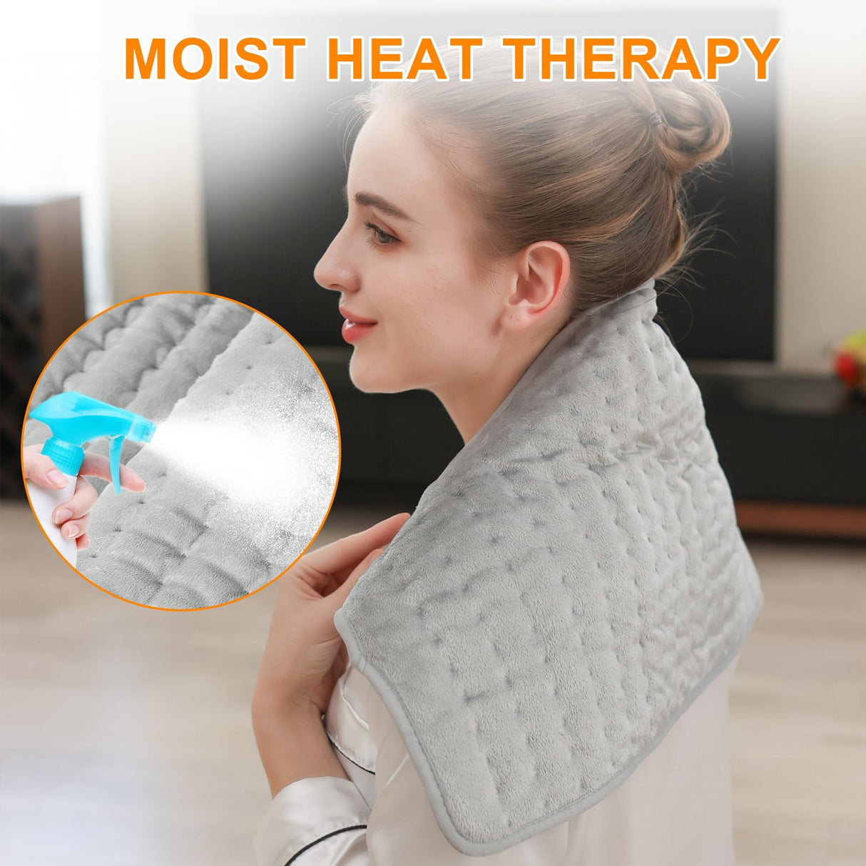 Heating Pad,Electric Heating Pads for Back,Neck,Moist Heating Pad for Abdomen Shoulder Knee Legs,Dry/Moist Heat&Auto Shut Off,Fathers Day Dad Gifts for Men Birthday,Light Gray,24x12 Inch
