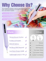 Electric Diamond Painting Pen, Vacuum Diamond Art Pen no Wax Needed | Cordless & Quiet | Rechargeable Battery | Lightweight | Diamond Art Accessories for Adults | Gift for Gem Dimond Art Fans - purple