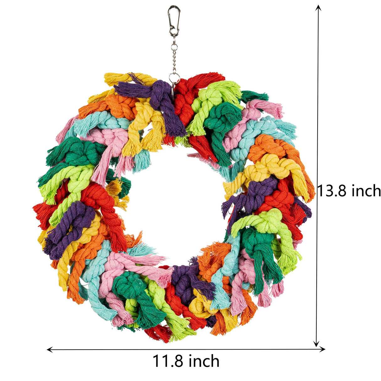 Napiass Parrot Swing for Large Birds - Colorful Cotton Rope Hanging Ring Toy for African Grey, Cockatoo, Conure, and Parakeet | Chewing, Exercise, Climbing, and Snuggling (Parrot Swing)