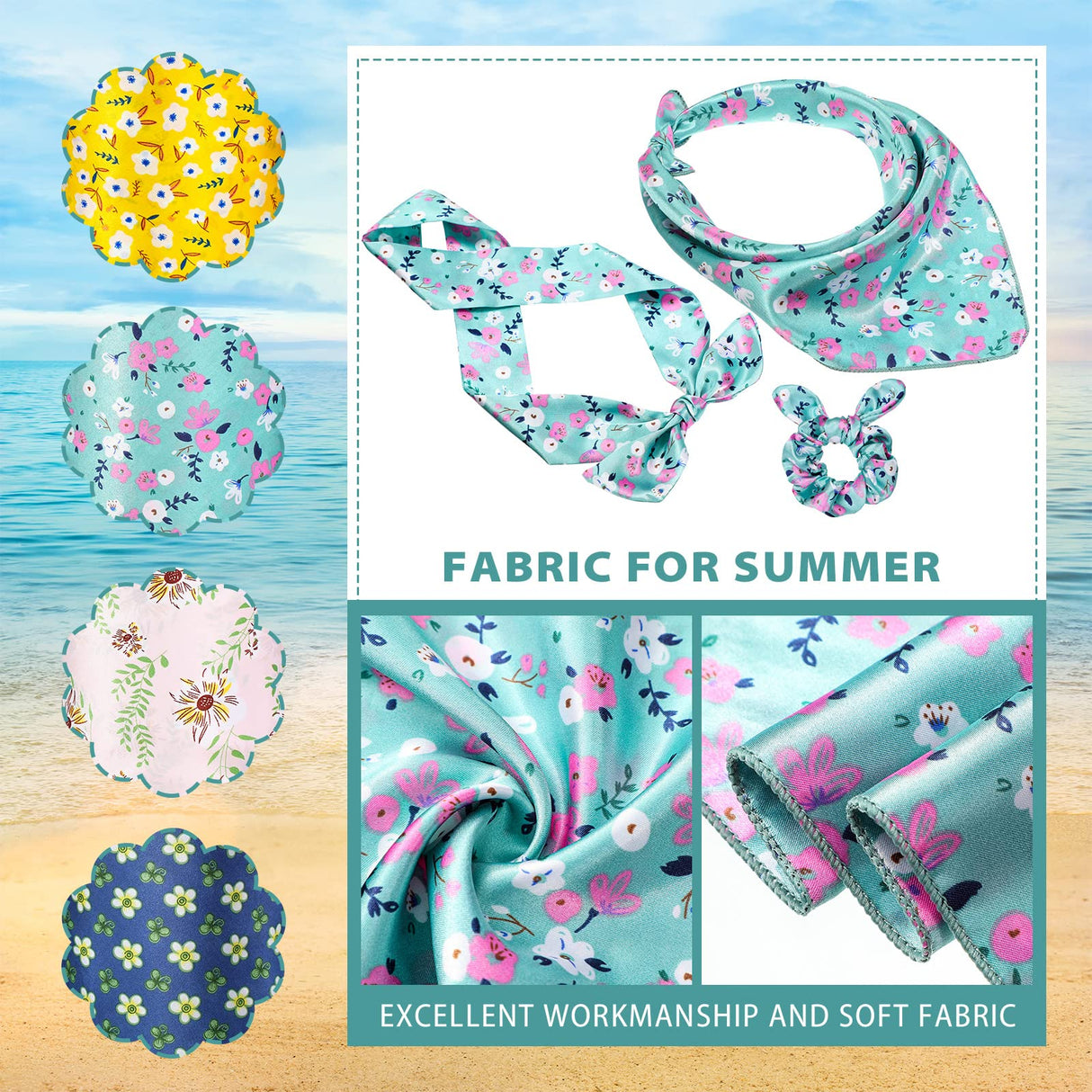 Hanaive 12 Pack Dog Bandanas & Matching Scrunchie Set Dog and Owner Matching Clothes Flower Pet Scarf Bibs with Hair Tie Headbands for Small Puppy Pet Owner Mom Outfit Gift