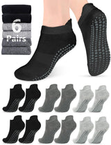 Pilates Grip Socks for Women Men Size 9-11 Yoga Socks Accessories Non Slip Grippy Socks Soccer Womens Hospital Barre Black Barefoot Socks Grippers Postpartum Essentials Non Skid Socks Elderly Gift 6GL