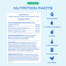 Load image into Gallery viewer, Native Pet Dog Allergy Chews - Dog Allergy Relief with Probiotics and Colostrum for Itchy Skin Relief to Support Seasonal Allergy and Healthy Immune System - All Natural Anti-Histamine - 60 Chews
