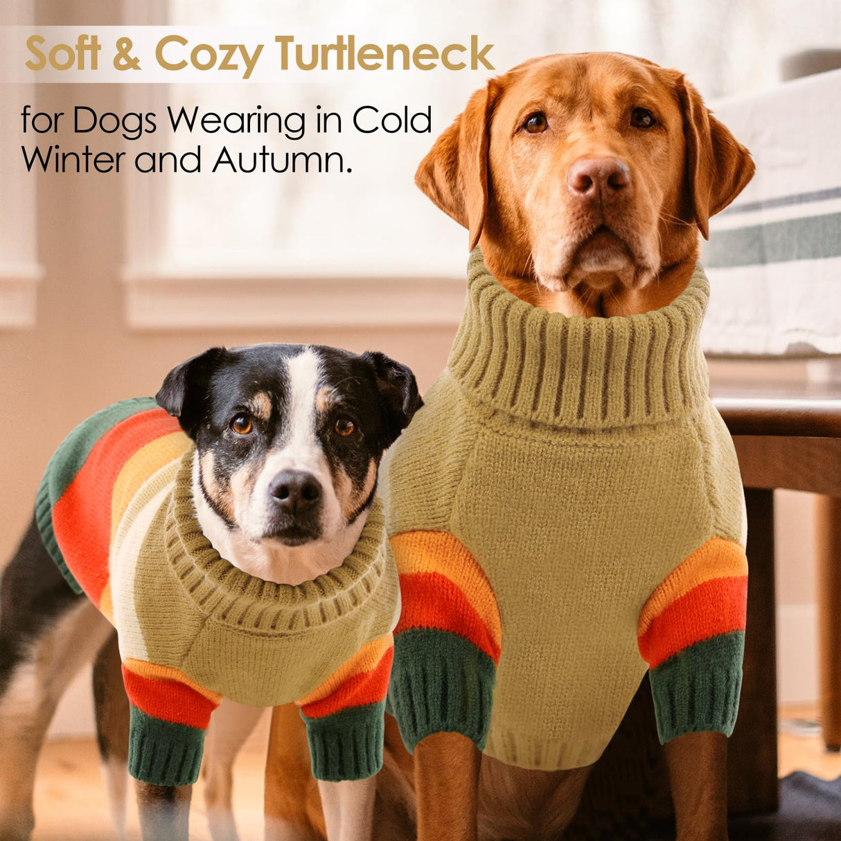 AOFITEE XL Dog Sweater, Extra Large Dog Sweater Girl Boy, Stretchy Turtleneck Pet Sweaters for Large Breed, Warm Dog Holiday Pullover for Labrador, Golden Retriever, Rottweiler (Brown XL)