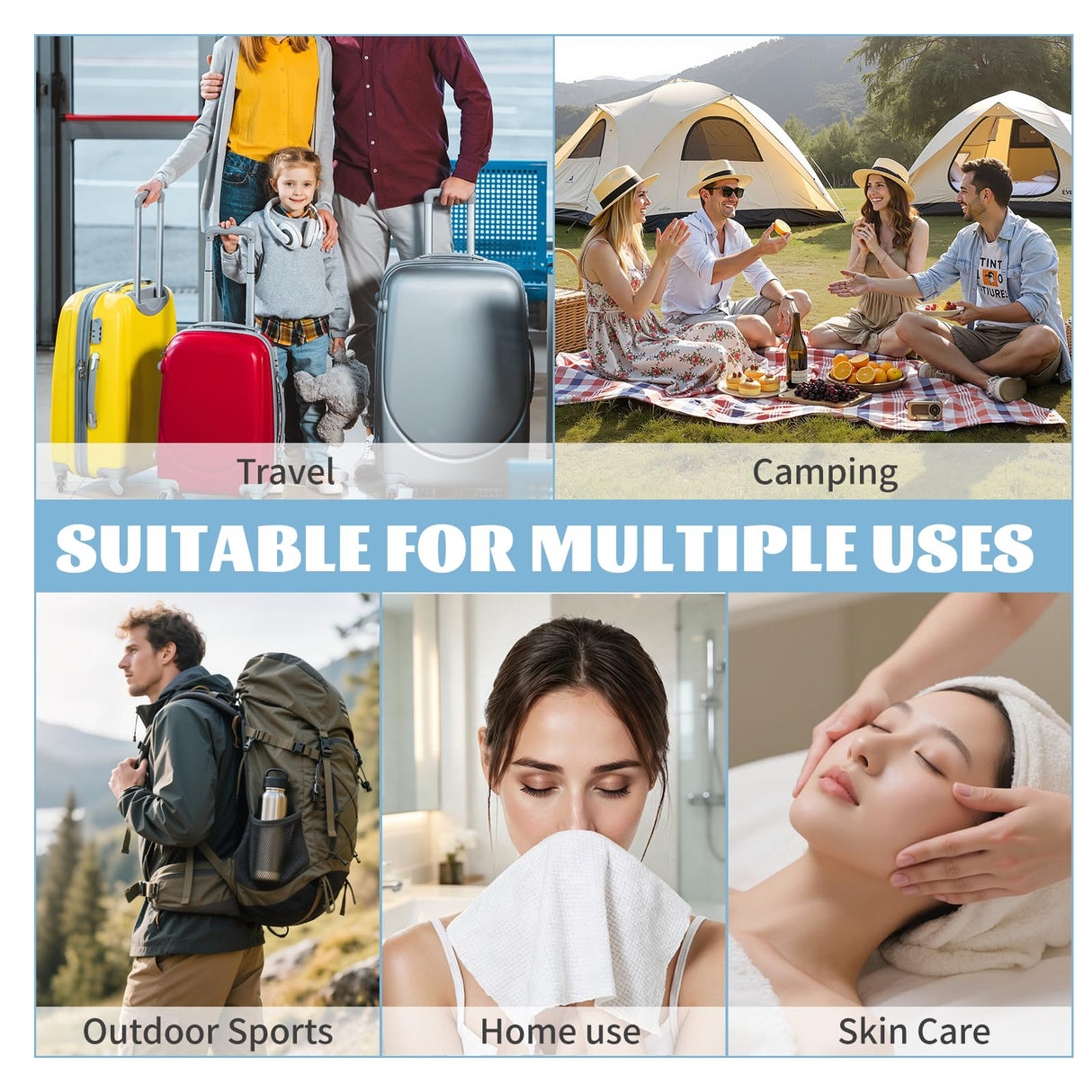 Compressed Towels, Large Size Disposable Face Compressed Towel, 30 PCS Ultra Soft Portable Washcloths Tablets Reusable for Travel, Camping, Hiking, Sport, Beauty, Home Hand Cloths, Outdoor