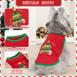 XPUDAC 4 Pack Christmas Dog Shirts Doggy Sleeveless Vest for Small Medium Large Dogs Boy Girl Xmas Puppy Tank Top Tee Shirts Pet Outfit Costume Cat Apparel, Red, Green, Black, 4XL