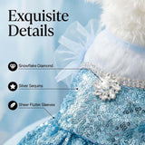 Littledropet Dog Snow Queen Princess Costume with Crown,Luxury Sequin Pet Birthday Party Princess Halloween Dress Up Cosplay Outfits for Small Medium Dogs Girls (Blue, S(Chest 14.5"|3-5Lbs))