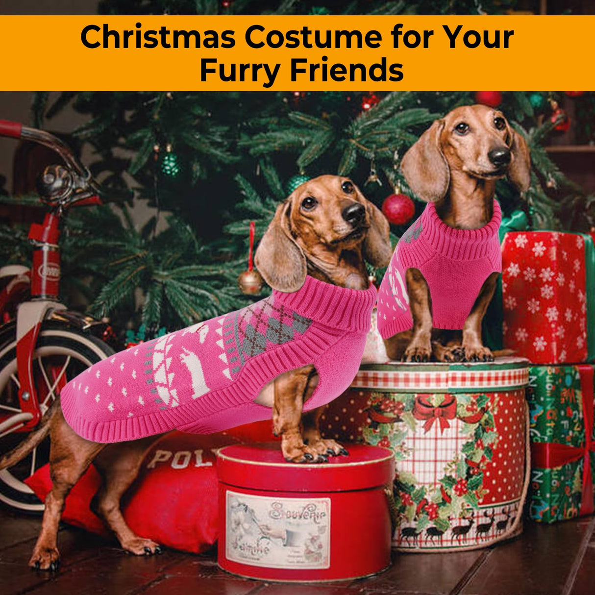 Lelepet Dachshund Sweater, Turtleneck Dog Sweaters for Small Dogs, Warm Pullover Knitted Pet Coat, Cold Weather Dachshund Clothes, Fall/Winter Cozy Outfit (XS-XL)