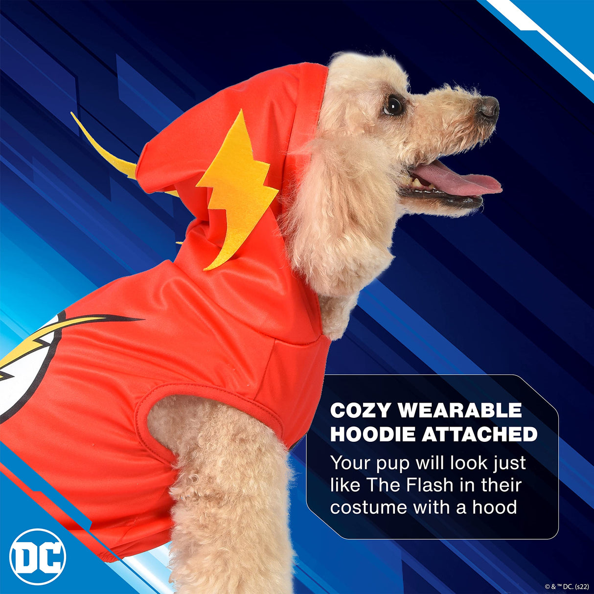 DC Comics Superhero The Flash Halloween Dog Costume - Officially Licensed Halloween Pet Costumes for Dogs, Size Large