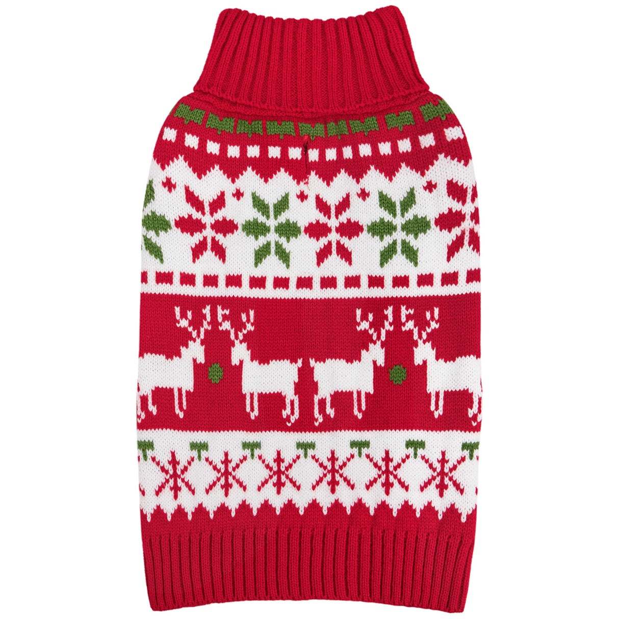 KYEESE Dog Christmas Sweater, Warm Turtleneck Dog Sweater for Small Dogs Boy Girl with Snowflake Reindeer Pattern, Winter Doggie Knitwear with Leash Hole,Soft Pet Clothes, X-Small