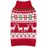 KYEESE Dog Christmas Sweater, Warm Turtleneck Dog Sweater for Small Dogs Boy Girl with Snowflake Reindeer Pattern, Winter Doggie Knitwear with Leash Hole,Soft Pet Clothes, X-Small