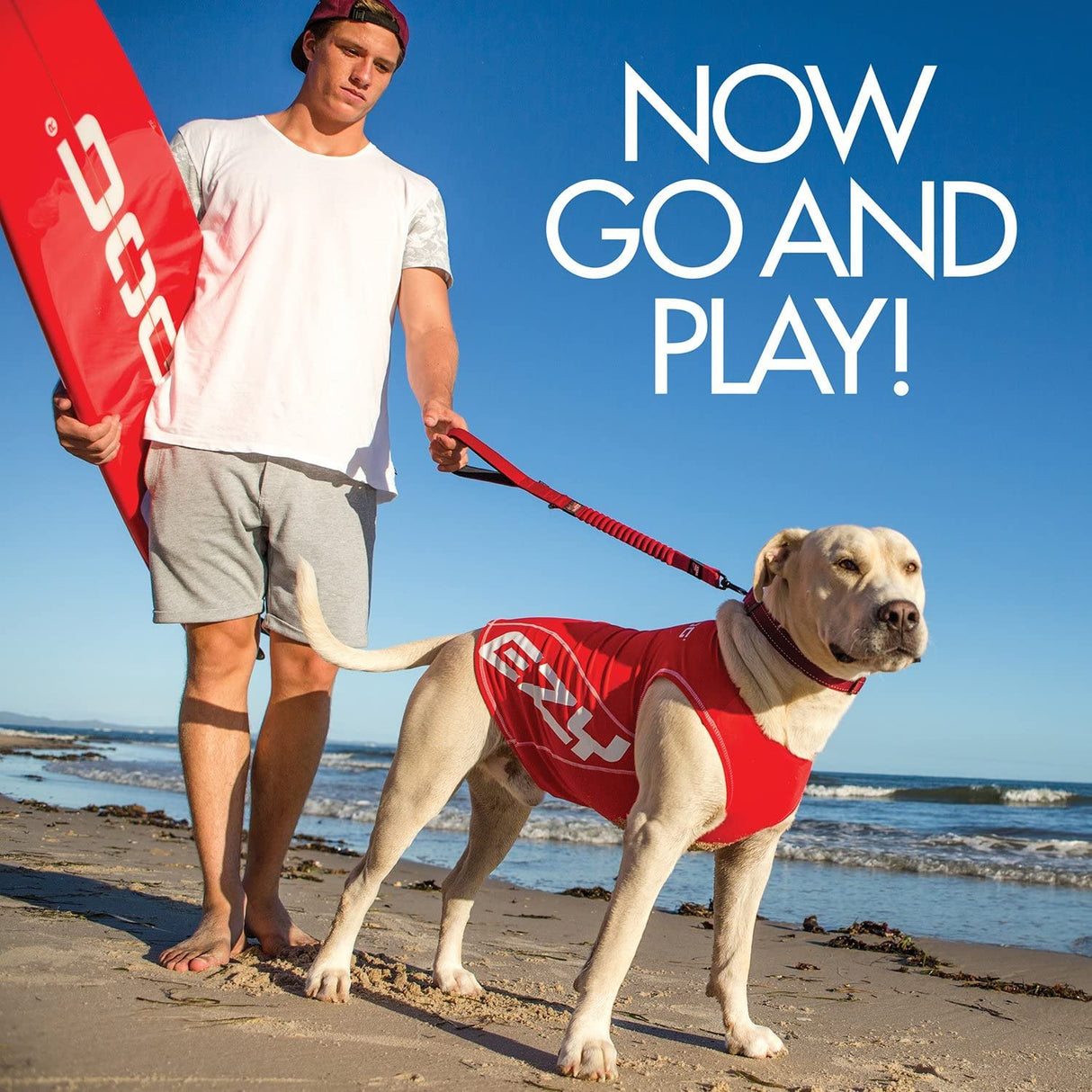 EzyDog Rashguard Vest - Premium Dog Shirt Allowing All-Day Water Use - Tested to Provide 50+ UV Protection - Innovative Design for a Snug, Comfortable Fit (Medium, Red)