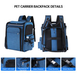 Groxkox Cat Carrier Backpack for Travel,Dog Carrier Backpack for Large cat, Small Dogs,Puppies Up to 20 Lbs,Expandable Cat Backpack for Outdoor Hiking,Pet Carrier Backpack,Cat Backpack Carrier (Blue)