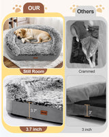 iweepet Dog Beds for Jumbo Dogs, 47.5"x35"x7.6", Removable and Washable Cover, Raised Reboundable Edges, Non Slip Bottom, Extra Big Size, Orthopedic Oval Memory Foam Pet Bedding, Indoor