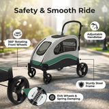 Dog Stroller for Large Dogs, Extra Large Pet Stroller Up to 160 Lbs, Foldable, Ventilated,360° Rotating Wheel, Easy Wash Pet Wagon with Adjustable Handle & Storage Pocket ﻿