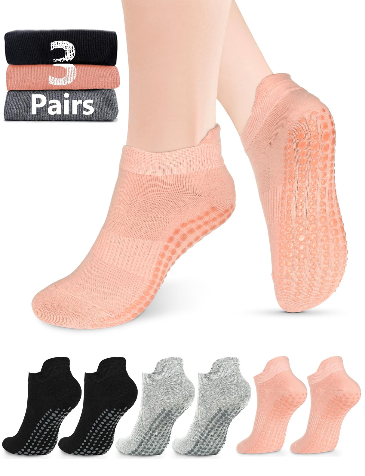 Pilates Grip Socks for Women Men Size 9-11 Yoga Socks Accessories Non Slip Grippy Socks Soccer Womens Hospital Barre Black Barefoot Socks Grippers Postpartum Essentials Non Skid Socks For Elderly Gift