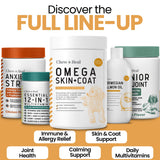 Omega 3 for Dogs - 180 Soft Chew Omega Treats for Skin and Coat - Fish Oil Blend of Essential Fatty Acids, Omega 3 and 6, Vitamins, Antioxidants and Minerals - Made in USA