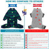 LovinPet Large Dog Pajamas Bodysuit, Lightweight Stretchy Knit Pullover Dog Onesie, Pet Pajamas for Dogs, Green and Black Stripe Print Dog Shirt, UV Protection, Stop Shedding for Dogs, Pet PJ's, 2XL