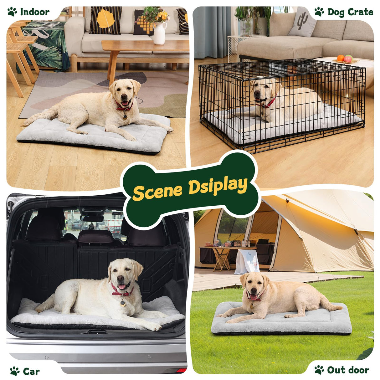 ZENGAOOU Washable Dog Bed for Crate, Ultra Soft Plush Dog Crate Pad for Medium to Large Dogs, Non Slip Cushion for Metal Crates, Indoor or Travel, 36 x 23 Inch, Gray