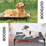 pettycare Elevated Outdoor Dog Bed - Raised Cot for Large Dogs, Heavy Duty Pet Cots Waterproof, Cooling, Washable Breathable Teslin Mesh, Durable, Non Slip, 42 Inches, Grey