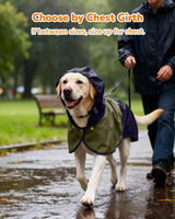AOKOWN Waterproof Dog Raincoat with Hood, Extended Coverage Rain Jacket for Large Dogs, Wind-Resistant Secure Fit with Leg Straps, Reflective, Leash Hole, Easy Hook & Loop Fastener On/Off, Blue, XL