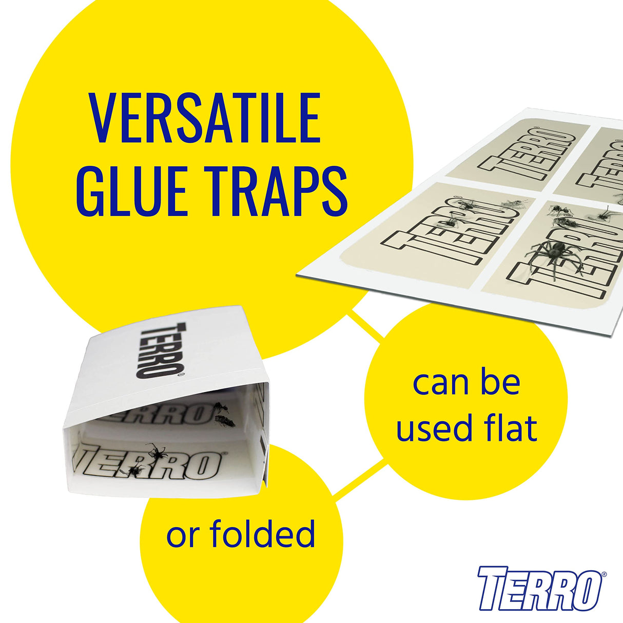 TERRO Spider & Insect Trap T3206 10-Pack Sticky Glue Traps for Roaches, Spiders, Ants, Cockroaches, Crickets - Indoor Bug Catcher Pest Control Traps, 4.25 in x 10 in