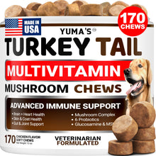 Load image into Gallery viewer, Turkey Tail Mushroom for Dogs - 170 Count - Mushroom Chews for Dogs Lipoma Lumps and Bumps - Immune Health, Digestive, Skin, Energy, Joint Vitamin Support Guard Buddy - Multivitamin Supplement
