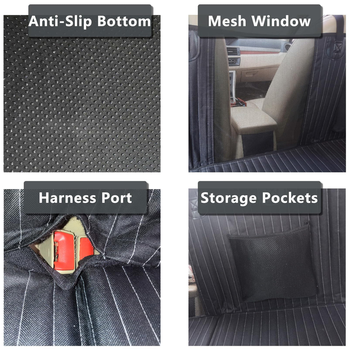 YMETECH Back Seat Extender for Dogs, Dog Car Seat Cover, Back Seat Bridge Gap Filler, Non-Inflatable Car Camping Mattress Bed, Dog Hammock for Truck SUV (Black)