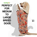 LovinPet Large Breed Dog Pajamas, Lightweight Pullover Full Coverage Dog Pjs, Pitbull Onesie, Happy Horse Coral Print, Pitbull Shirt, Pet Pajamas for Dogs, Pet PJ's, M