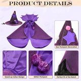 Vehomy Halloween Dog Costume Dog Witch Cape Witch Hat Set Pet Wizard Cloak Vampire Devil Outfit Puppy Cat Halloween Cloak Devil Clothes Outfit Apparel Cosplay for Small Medium Large Dogs 2Pcs XL