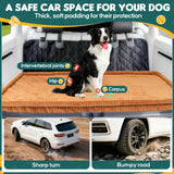 Dog Car Bed, Non-Slip Backseat Extender Pet Mat, Removable Washable Dog Bed for SUVs, Sedans & Trucks, Anti-Slip Travel Bed for Dogs, Easy Clean & Scratch-Proof & Comfort Brown (50"×24.6")