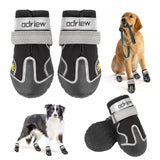 ODRIEW Dog Shoes Large Size Dogs, Medium Dog Booties-Dog Boots & Paw Protectors, 4PCS Shoes for Dogs with Reflective Strip, Anti-Slip Sole for Hot Pavement, Rain, Snow Walking, Hiking. (Black, 5)