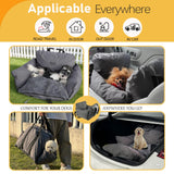 4-in-1 Dog Car Seat, Convertible Pet Booster Seat for Small Medium Dogs Up to 25lbs, Portable Travel Bed Sofa Pad with Safety Strap & Foldable Storage for Car Home Use