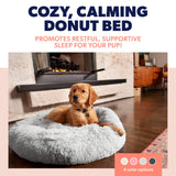 Active Pets Premium Large Donut Dog Bed, Fits Up to 100 lbs, Removable Cover & Washable Cushion, Plush Long Pile Faux Fur Fabric, Portable Dark Grey Pet Bed Furniture for Big Adult Canines & Cats