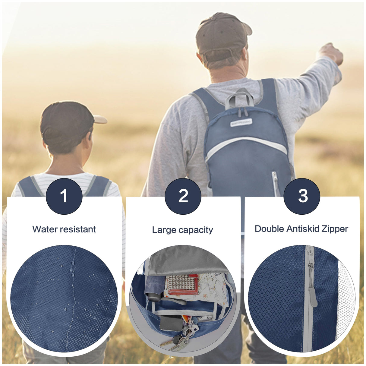 BEMYGREENBAG 35L Foldable Waterproof Backpack For Outdoor Sports With Inside Wet Clothes Compartment Packable For Multiple Uses Ultra Lightweight Ideal For Hiking Men And Women Travel(Dark Blue)