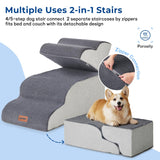 ZOMISIA Dog Stairs for Small Dogs - Pet Stairs for Couch and Bed, 35D Foam Dog Steps Ramp with Non-Slip Bottom Brown, 3 Steps