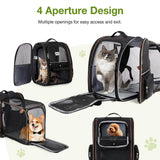 Lekebobor Large Cat Backpack Carrier Expandable Pet Carrier Backpack for Small Dogs Medium Cats Fit Up to 18 Lbs, Dog Backpack Carrier, Foldable Puppy Backpack Carrier for Travel, Black