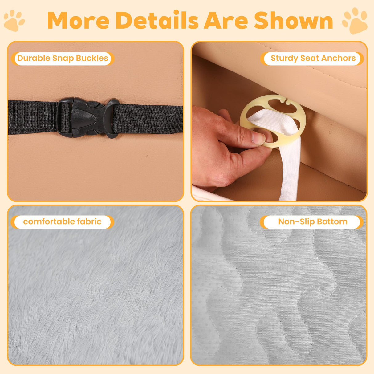 AEEISHOMEREFORM Dog Car Seat Cover for Back Seat & Front Seat, Plush Faux Fur Pet Car Seat Protector with Waterproof Layer, Non-Slip Bottom, Side Flaps, Machine Washable (Front Seat Gray)