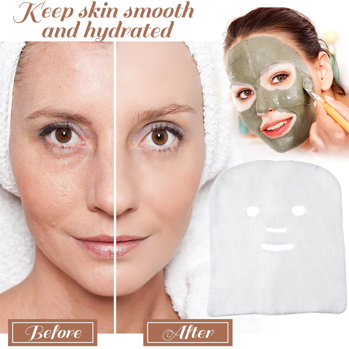 100 Pieces Gauze Mask Large Precut Gauze Face Masks Soft Pads White Net Natural Spa Skin Paper Sheet for Home Beauty Salon DIY Mesh Face Care Beauty Salons