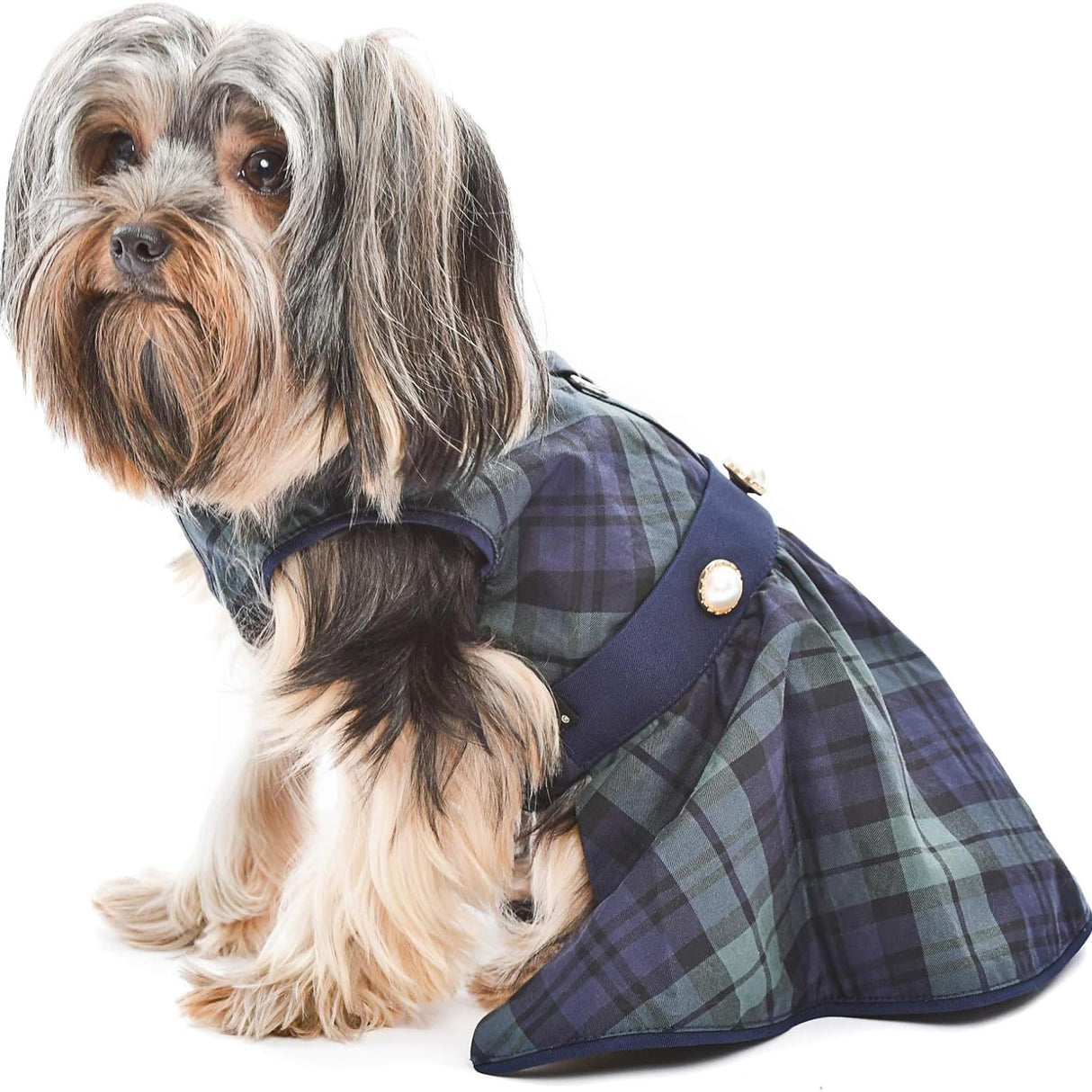 Parisian Pet Scottish Dog Dress - Festive Holiday Clothes for Large Dogs Girl - Plaid Green Pet Dress - Stylish Dog Wedding Outfit - Lightweight Puppy Clothes - Sleeveless Party Dresses for Dogs