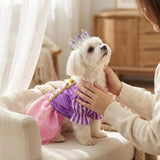 Littledropet Dog Princess Dress with Crystal Crown,Pet Halloween Christmas Birthday Wedding Dress Princess Costume Cosplay Party Outfits for Small Medium Dogs Girls (Purple, XXL)
